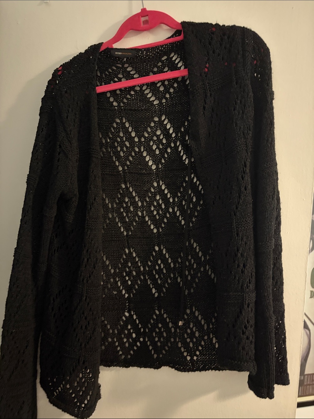BCBGMaxAzria Black Open-Knit Cardigan